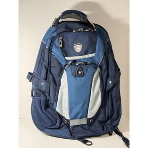High Sierra Elite Fly-By 17" computer backpack in blue and grey